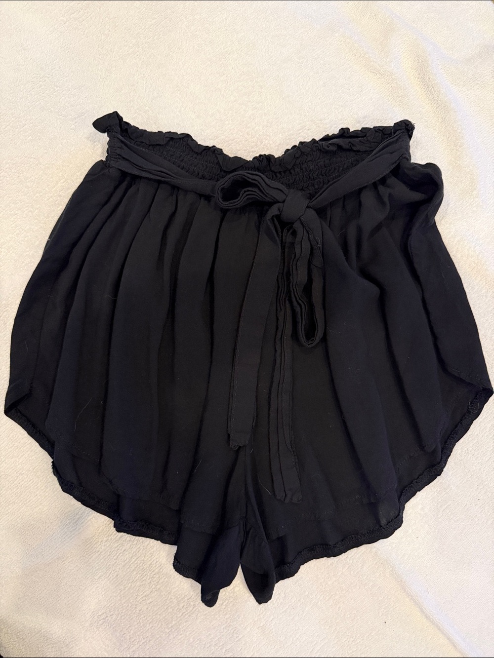 shosho Black High-Waist Tie Shorts
